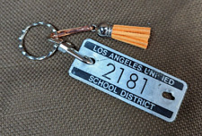 Handmade Keychain w/ VTG Los Angeles Unified School District Locker Number Plate picture