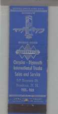 Matchbook Cover - Vintage Chrysler Plymouth Dealer - Sirois Motors Nashua NH picture