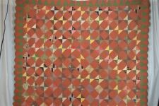 antique quilt pre Civil War triangle red 84x90 scalloped early 1840 original picture