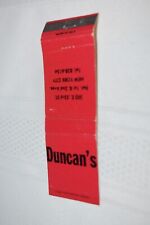Duncan's New York City 20 Strike Matchbook Cover picture