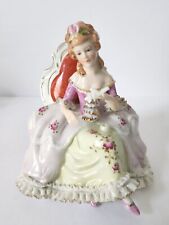 VTG KPM Porcelain Sitting Victorian Lady Figurine Reading a Book Floral & Lace picture