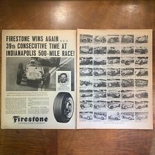 VINTAGE 1961 'FIRESTONE INDIANAPOLIS 500' DOUBLE PAGE ADVERTISEMENT POSTER PRINT picture
