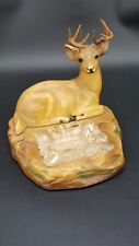 Vintage 3D White Tail Deer Ashtray Signed HUNTERS OUTDOOR FOREST ANIMALS BUCK picture