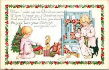 C.1920s Whitney Made Christmas Adorable Children Black Cat Toys Postcard A216 picture