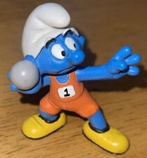 Schleich Peyo Smurf Olympic Shot Putter Toy 2” Figurine Model 20742 Germany 2012 picture