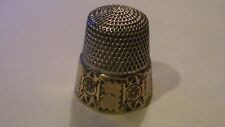 ANTIQUE BRIGHT CUT STERLING SILVER SEWING THIMBLE GOLD WASH ORNATE VICTORIAN ERA picture