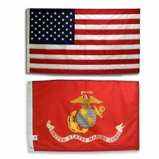 United States Marine Corps Flag 3 x 5 USMC And American USA Wholesale 2 Flags picture