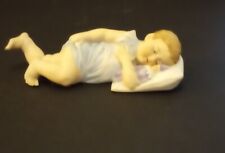 Fine Antique German Bisque Figurine Child Asleep W/Jester Doll Blue/Wht c.1910s picture