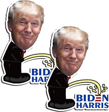 2 Pack Trump Pissing on Biden Harris Bumper Sticker picture