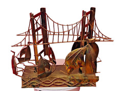 San Francisco Golden Gate Bridge  Metal Copper Music Box Plays Red Sails In The picture