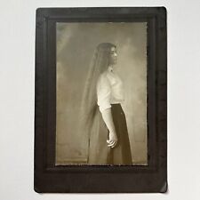 Antique Cabinet Card Photograph Beautiful Woman Long Hair ID Tillie Rominger picture