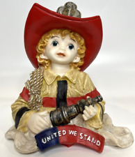 Vintage 9/11 United We Stand Girl Firefighter Helmet Piggy Bank 8” X 7” Rescue picture