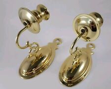 Vintage Pair 2 Set BALDWIN Solid Brass Candle Wall Sconces 6”x2.75”x6.25” picture