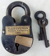 Lock Padlock Folsom Prison California 1880 Brass Logo Lock Antique Finish picture