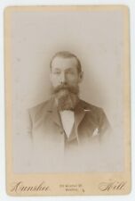 Antique c1880s ID'd Cabinet Card Handsome Man Beard Named Allen Fletcher Boston picture