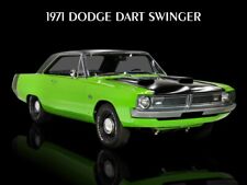 1971 Dodge Dart Swinger in Green & Black Metal Sign: 12x16
