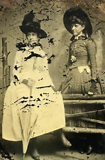 1800s Tintype Photograph of Victorian Era Women Posing for Studio Portrait picture
