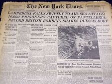 1943 JUNE 13 NEW YORK TIMES - LAMPEDUSA FALLS SWIFTLY TO AIR-SEA ATTACK - NT 966 picture