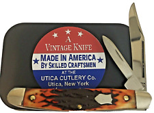 Vintage Kutmaster Utica NY USA 2-Blade Medium Jack Knife  Jigged Delrin Handles picture