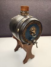 RARE Vintage  Leather Decanter Barrel Lions Head With Stand picture