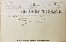 1900 BILLHEAD~THE GLOBE NEWSPAPER CO. WASHINGTON ST. BOSTON. DELIVERY BILL COST~ picture