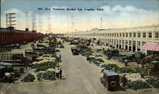 California Los Angeles Terminal Market watermelons? antique cars postcard sku811 picture