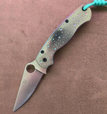 Custom Bubble Fade Titanium Spyderco PM2  C81GP2 3.44 inch Folding Pocket Knife picture