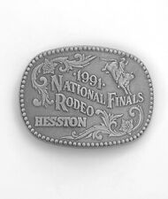 Vintage 1991 Hesston National Finals Rodeo Belt Buckle Bull Riding SEALED NOS picture
