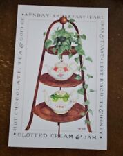 Vintage 1999 Susan Branch blank notecard, Teapots on Muffineer, unused picture