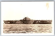 US Navy~USS Bunker Hill CV-17~Essex Class Aircraft Carrier~WWII 1940s RPPC picture