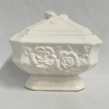 Vintage White Decorative Porcelain Box With Lid Floral picture