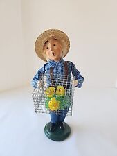 Byers Choice Carolers Spring Farmer Boy with Chicks In Cage 10