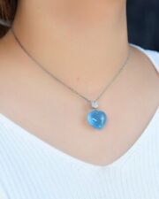 19*18mm Natural Blue Aquamarine Gemstone Translucent Carving Pendant AAA picture