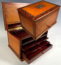 Antique French Napoleon III Era Cigar Presenter Tantalus, Marquetry Inlaid Box picture