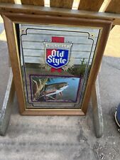 Vintage 1992 Heileman's Old Style Beer Brook Trout Bar Mirror Bar Sign picture