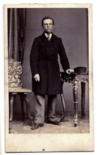 1880s 1890s Young Man In Coat with Rococo Furniture French Cabinet Card Antique picture