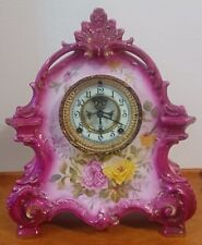 Antique Ansonia Royal Bonn La BRETAGNE Open Escapement Porcelain Clock with Key picture