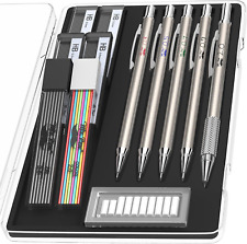 - Metal Mechanical Pencil Set with Lead and Eraser Refills, 5 Sizes, 0.3 picture