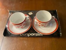 Pair of Vintage Gustavsberg Benporslin Red heart Coffee/Cappuccin Cups & Saucers picture