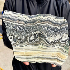 1.9LB Natural banding zebra calcite quartz polished slab crystal reiki healing picture