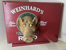 Vintage Weinhard’s Boars Head Red Bar Display Sign And Stand 16”x13”x6” picture