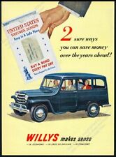 1951 Willys Jeep Station Sedan blue green SUV color art vintage print ad picture