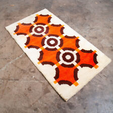 Mid Century Modern Shag Rug Ege Abstract Orange Brown Area Runner Geometrical picture