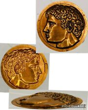 Vintage Roman Caesar Copper Round Convex Relief 2 7/8” Plaque Medal picture