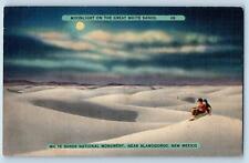 Alamogordo New Mexico Postcard White Sands National Monument Moonlight c1940's picture