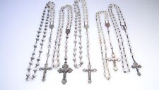 5 Antique Vintage Rosaries Clear Opaque Faceted Crystal Rosary Lot #2 picture