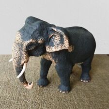 Vintage Royal Elephant Figurine Handmade Hand Craved Painted Paper Pulp Statue picture