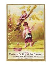 c1890's Victorian Trade Card Eastmans Royal Perfumes, Lotus Flowers, White Rose picture