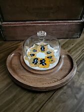 Vintage Floral Violets Goodwood Glass Domed Charcuterie Board MCM Midcentury  picture