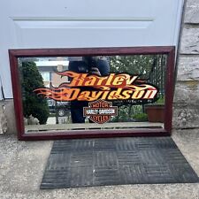 Harley Davidson Hanging Wall Mirror Approx 19x33 Maroon Frame Man Cave picture